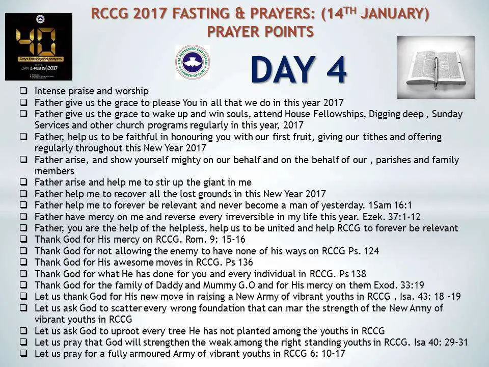 Day 4: RCCG 2017 fasting &  prayers: (14th January) Prayer Points ...