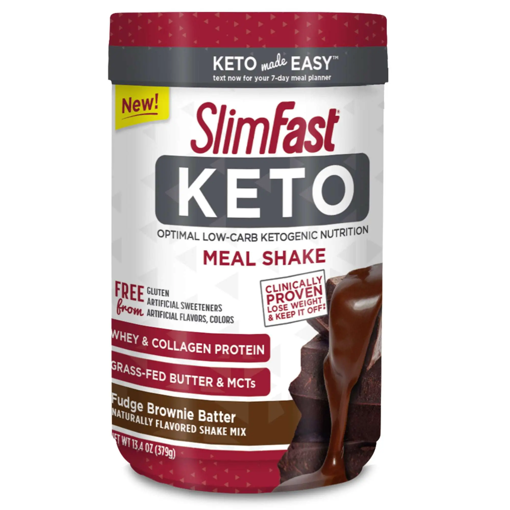 SlimFast Keto Meal Replacement Shake Powder, Fudge Brownie Batter, 13.4 ...